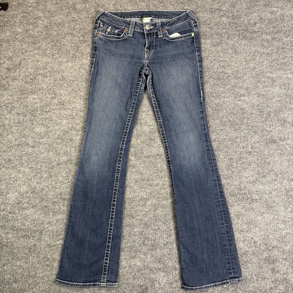 True Religion Jeans Women 28 Blue Medium Wash High Rise Boot Cut Y2K Made USA